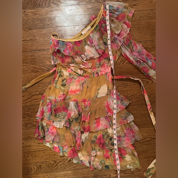 Rococo Sand Avar Yellow Floral One-Shoulder Ruffle Dress NWT - Picture 13 of 14